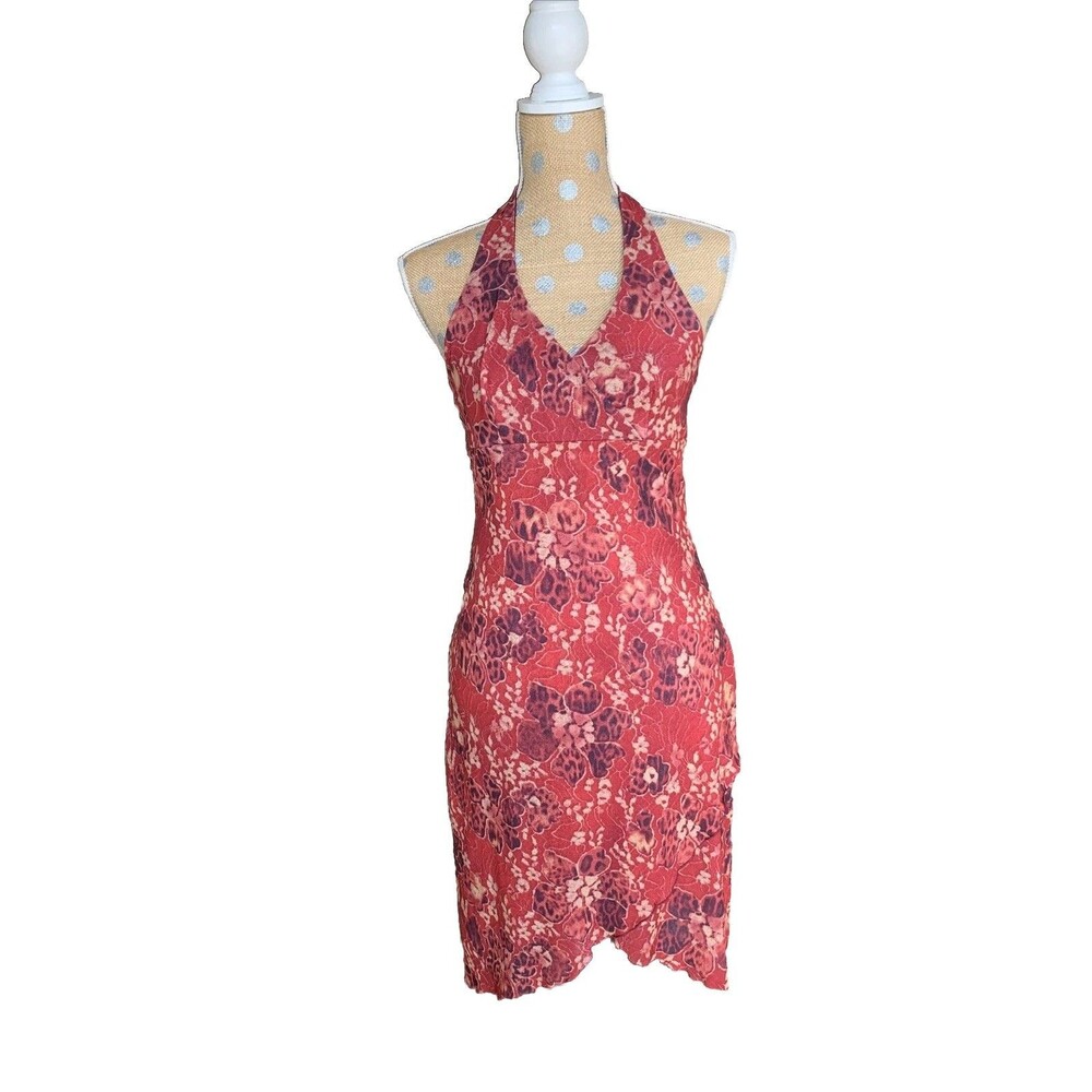 Vintage Y2K Whimsical Fairy Summer Dress Slip Halter Top Asymmetrical Hem Small